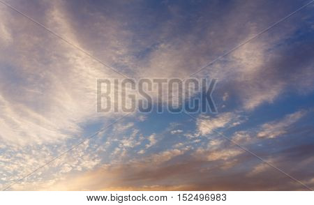 Cumulus clouds against a blue sky. Mostly Cloudy. Synoptics.