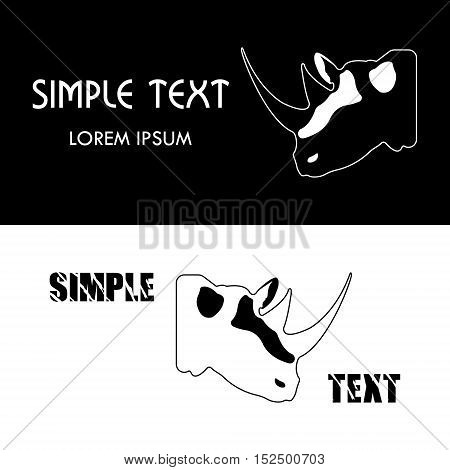 Rhino logo. Silhouette vector symbol of rhino for design company's logo, tattoo, visit card, etc. Monochrome sign of animal.
