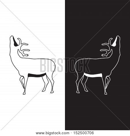 Deer logo. Silhouette vector symbol of deer for design company's logo, tattoo, visit card, etc. Monochrome sign of animal.