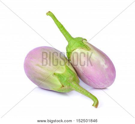 two purple eggplants isolated on white background