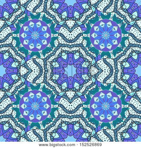 Mandala patternbackground. Vintage decorative ornamentbackground. EastIslam ArabicIndianottoman motifsrevival swirling.Blue Abstract Tribalethnic texture.Orientsymmetry lacefabricwallpaper