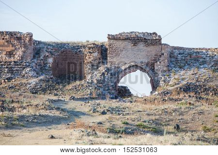 Color image of a church in Ani Turkey. Ani used to be the capital of the Bagratid Armenian kingdom between 961 and 1045.