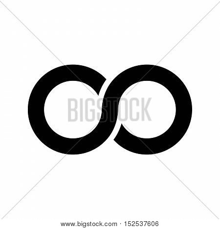 Infinity symbol icon, aka lemniscate, looks like sideways number eight. Mathematic symbol representing the concept of infinite figure.