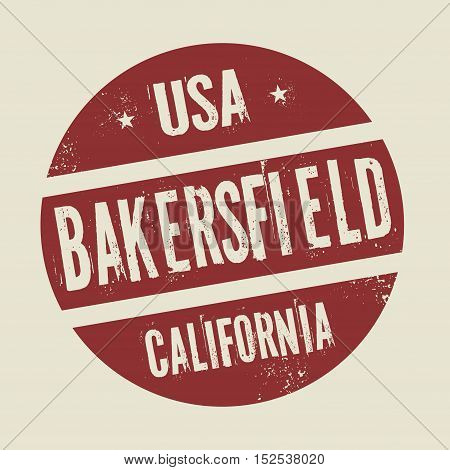 Grunge vintage round stamp with text Bakersfield California vector illustration
