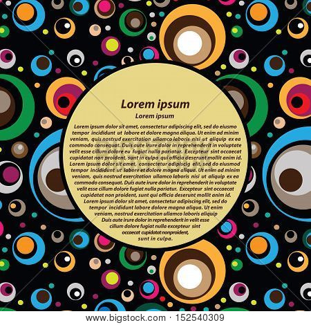 Decorative vector background of colored circles with round strike the wells for text.