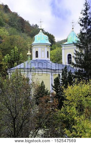 Ancient monastery. Village Saharna. Dome of the church
