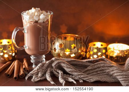 hot chocolate with mini marshmallows cinnamon winter drink candles