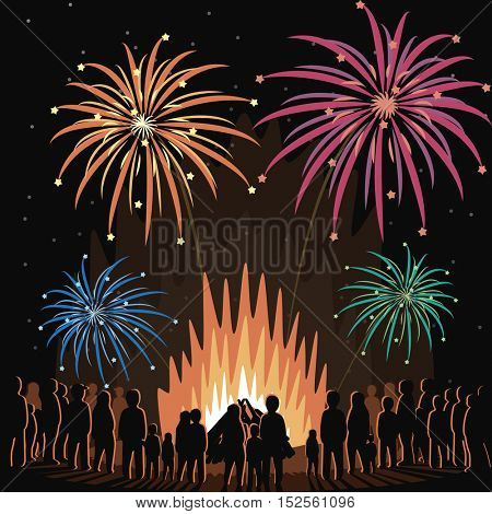 Fireworks Display Flyer Vector Illustration Poster