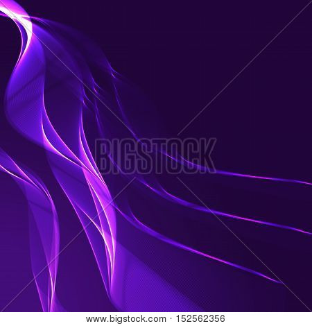 Blue wavy shiny ribbon on a dark background