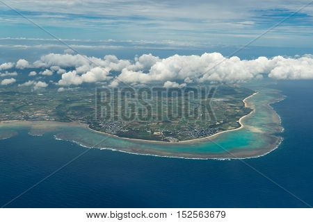 Aerial view of Ishigaki Island in Okinawa, Japan
