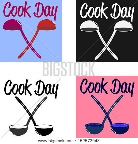 ladle with the slogan world best cook. Vector illustration. Chef Day.