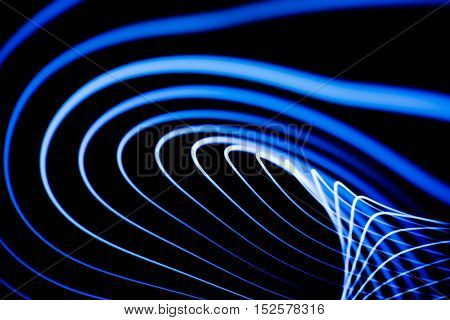 Sound waves in the visible blue color in the dark