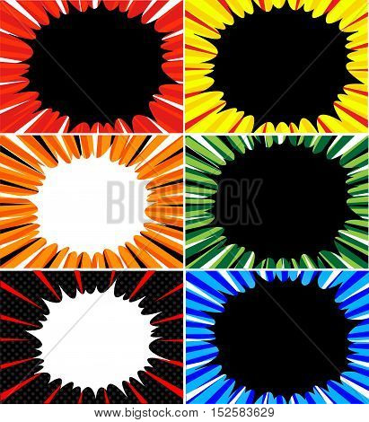 Comic book explosion superhero pop art style radial lines background. Manga or anime speed frame.