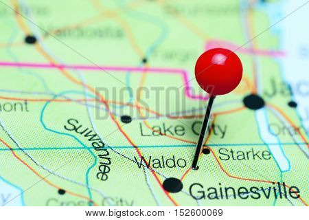 Waldo pinned on a map of Florida, USA