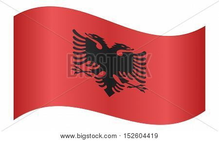 Albanian national official flag. Patriotic symbol banner element background. Correct colors. Flag of Albania waving on white background vector illustration