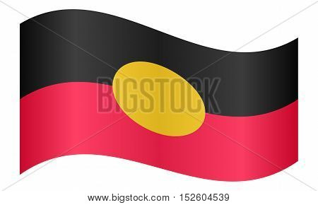 Australian Aboriginal official flag. Commonwealth of Australia patriotic symbol banner element background. Correct colors. Australian Aboriginal flag waving on white background vector illustration