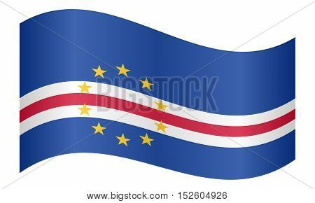 Cape Verdean national official flag. African patriotic symbol banner element background. Correct colors. Flag of Cape Verde waving on white background vector illustration