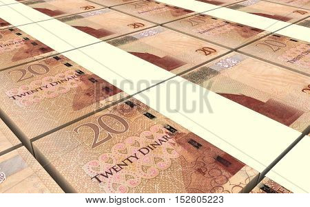 Libyan dinar bills stacked background. 3D illustration.
