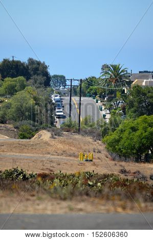 street parking on a hill on garbage day