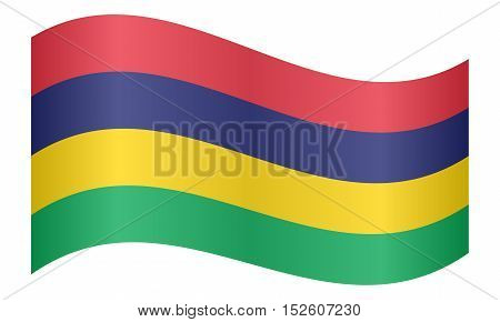 Mauritian national official flag. African patriotic symbol banner element background. Correct colors. Flag of Mauritius waving on white background vector illustration