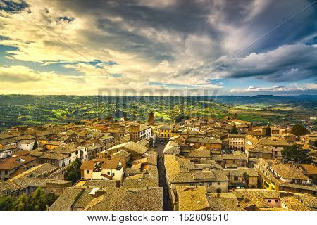 Orvieto medieval town panoramic aerial view. Umbria Italy Europe.