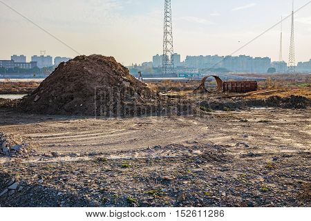 Industrial wasteland on the city outskirts of Ningbo