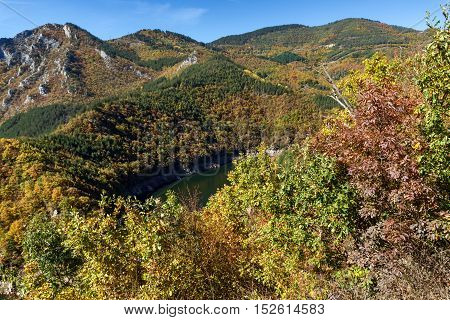 Amazing Autumn Landscape of Tsankov kamak Reservoir, Smolyan Region, Bulgaria
