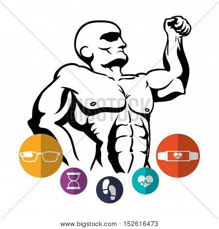 fitness app technology icons vector illustration design