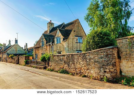 Exterior view of Traditional townhouses in Cotswolds United Kingdom