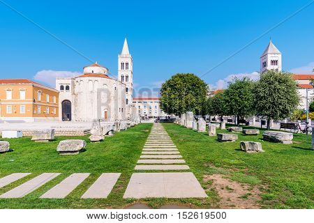 Old town Zadar with St Donatus cathedral