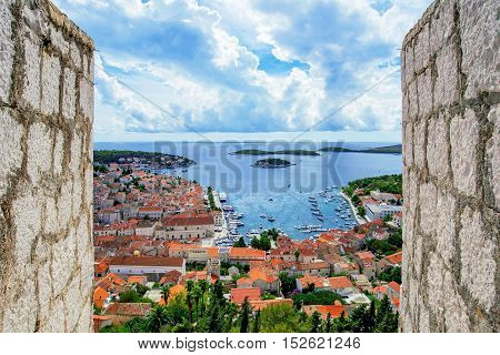 View of Hvar Island from Spanjola fortress walls