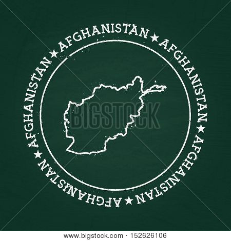 White Chalk Texture Rubber Seal With Islamic State Of Afghanistan Map On A Green Blackboard. Grunge