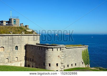 Part of Nothe Fort with views out to sea Weymouth Dorset England UK Western Europe.