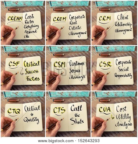 Photo Collage Of Handwritten Business Acronyms