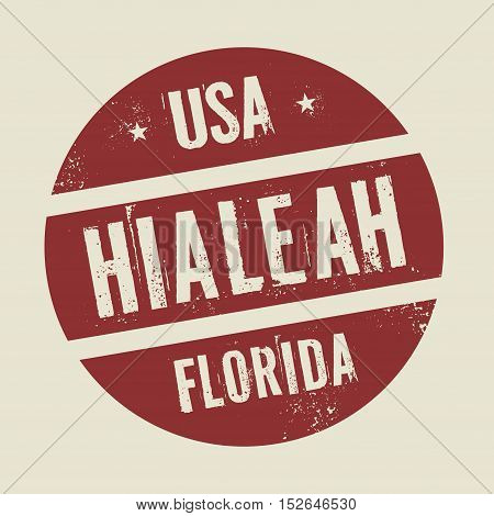 Grunge vintage round stamp with text Hialeah Florida vector illustration