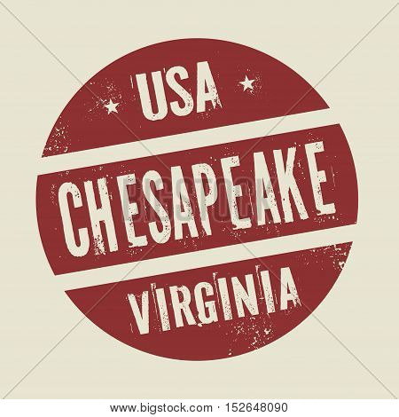 Grunge vintage round stamp with text Chesapeake Virginia vector illustration