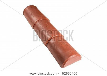 Red roof tiles isolated on white background