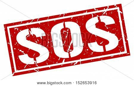 sos. stamp. square grunge vintage isolated. sign