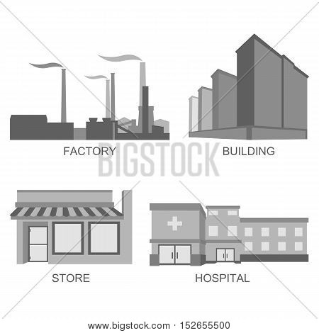Stock vector icons city modern architecture in line style element for infographic