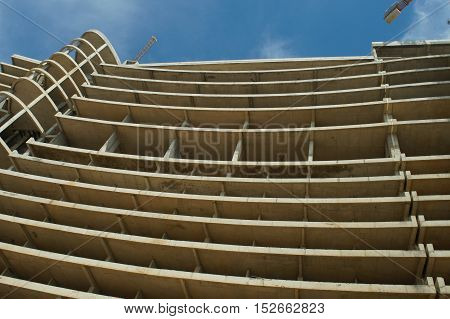 Construction Of The Hotel In The Rock By The Sea