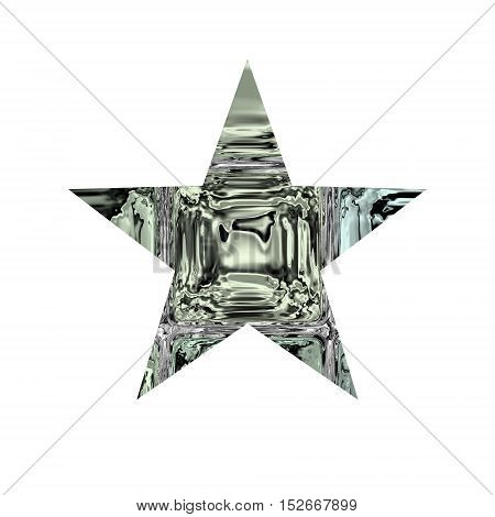 Silver glass glossy sparkling crystal star on white