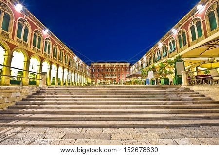 Prokurative square in Split evening view Dalmatia Croatia