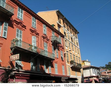 Colored house facade