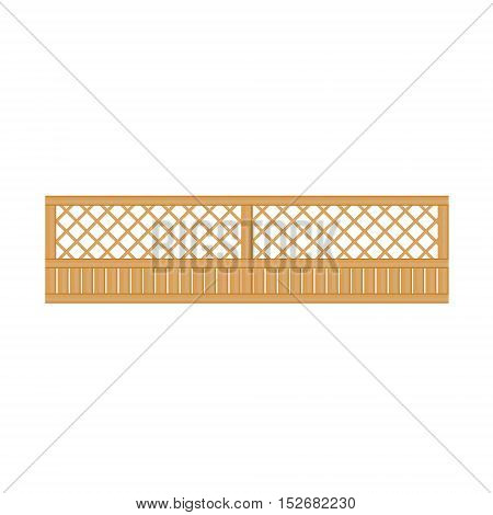 See-Through Wooden Fence Design Element Template. Edging Creative Landscape Idea Icon On White Background.