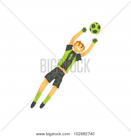 Goalkeeper Football Player Isolated Illustration. Flat Cartoon Character In Simple Childish Style Vector Drawing.