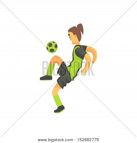 Football Player With Ponytail Isolated Illustration. Flat Cartoon Character In Simple Childish Style Vector Drawing.