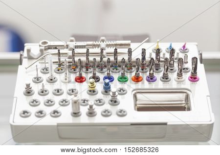 Tools set box drill for dental prosthetist