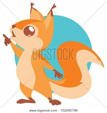 illustration of cute squirel pointing up. squirrel
