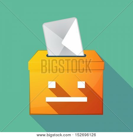 Long Shadow Ballot Box With A Emotionless Text Face