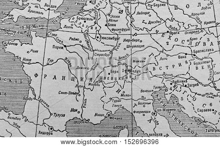 Kazakhstan, Ust-Kamenogorsk, 20 october 2016: Political map of Europe in 